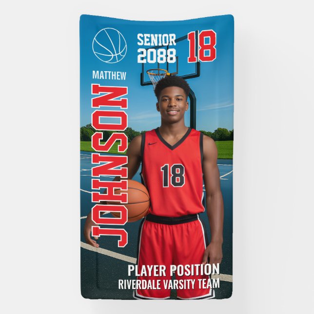 Senior Basketball Design Template Photo Sports Banner (Vertical)