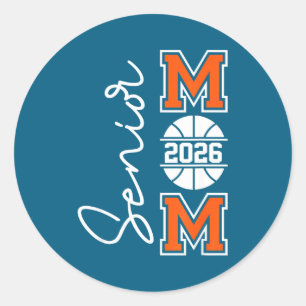 Senior Basketball Mom Class 2026 Classic Round Sticker