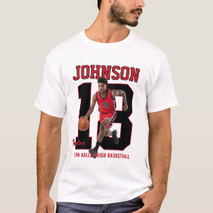 Senior Basketball Player Number Custom Photo Red T-Shirt