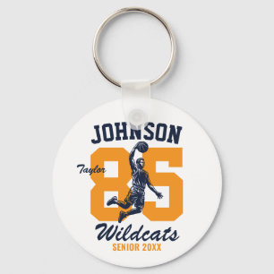Senior Basketball Player School Sports Team Custom Key Ring