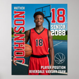 Senior Basketball Player Team Photo Gift Sports Poster