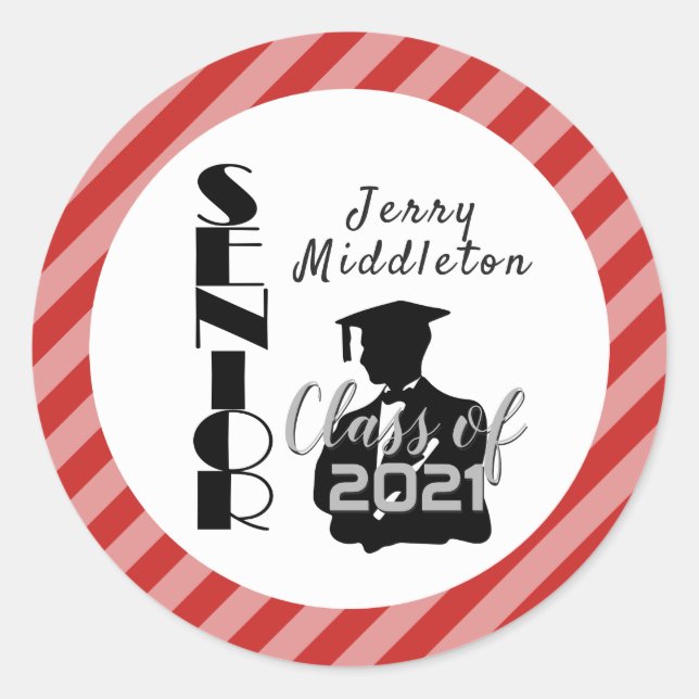 Senior Boy Graduation - DIY Colour Classic Round Sticker (Front)