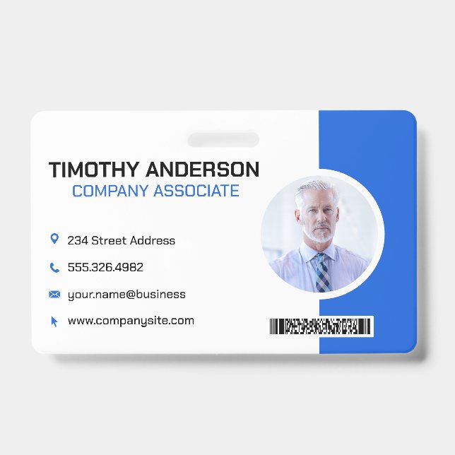 Senior Business Man | Barcode ID Badge (Front)