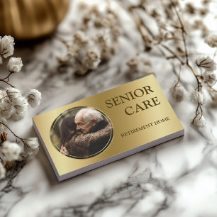 Senior Care Retirement Home Elderly Service Golden Business Card