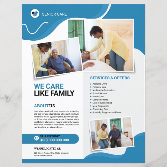 Senior Care Service Flyer Template (Front)