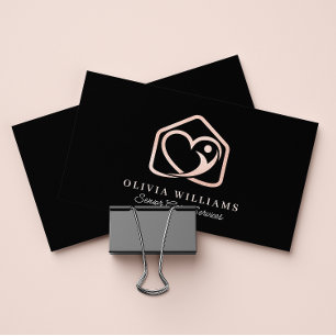 Senior Care Services Caregiver Black & Rose Gold Business Card