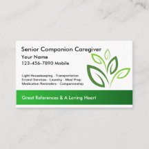 Senior Caregiver Business Cards