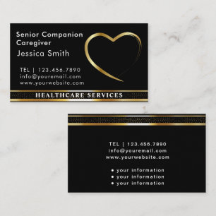 Senior Caregiver Golden Heart Design Business Card