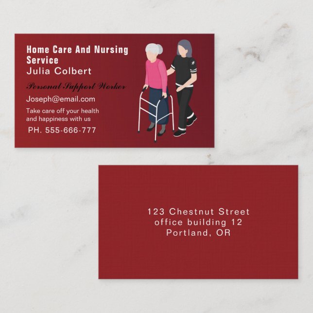 Senior Caregiver Home Health Care Business Card (Front/Back)