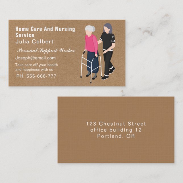 Senior Caregiver Home Health Care Business Card (Front/Back)
