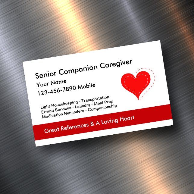 Senior Caregiver Home Health Magnetic Business Card (Creator Uploaded)