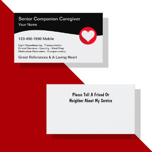 Senior Caregiver Loving Heart Design Business Card