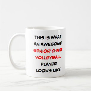 senior chair volleyball player, awesome coffee mug