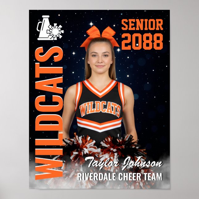 Senior Cheer Team Cheerleader Night Star Photo Poster (Front)