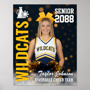 Senior Cheer Team Cheerleader Photo Gold Black Poster