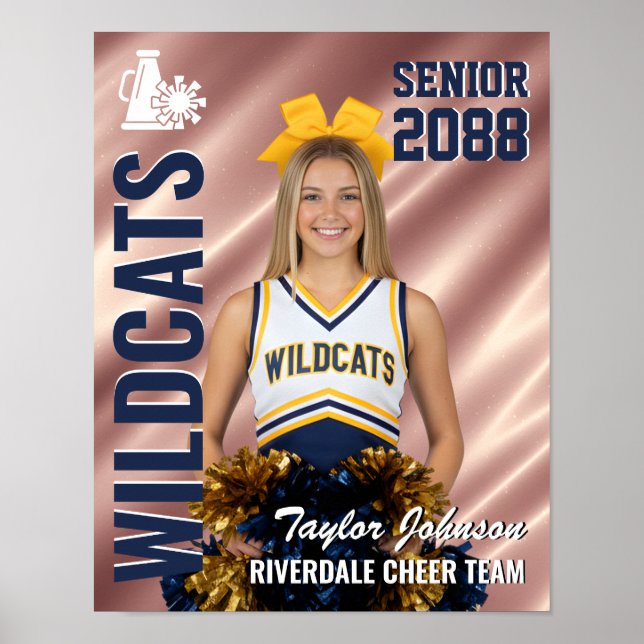 Senior Cheer Team Cheerleader Photo Rose Pink Poster (Front)