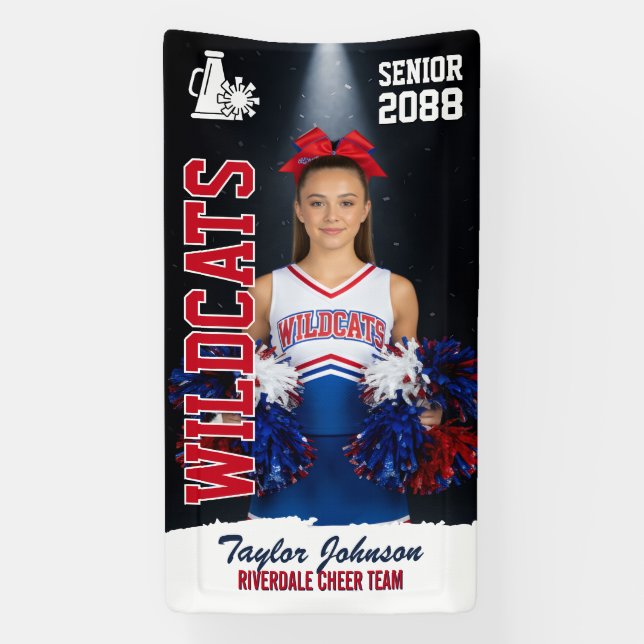 Senior Cheer Team Custom Sports Cheerleader Photo Banner (Vertical)