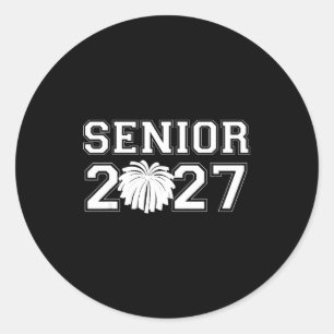 Senior cheerleader cheer class of 2027 graduation classic round sticker
