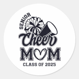 Senior Cheerleader Mum Cheer Cl Of 2025 Graduation Classic Round Sticker