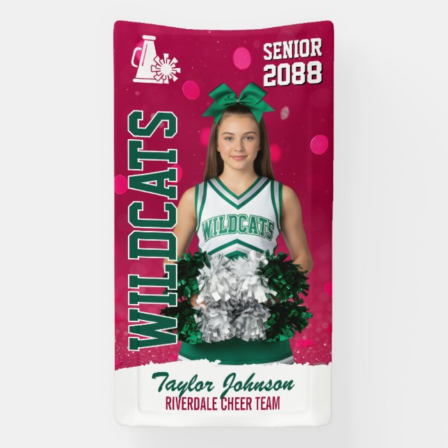 Senior Cheerleading Cheer Team Custom Sports Photo Banner (Vertical)