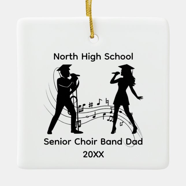 Senior Choir Band Dad Music Notes  Ceramic Ornament (Front)