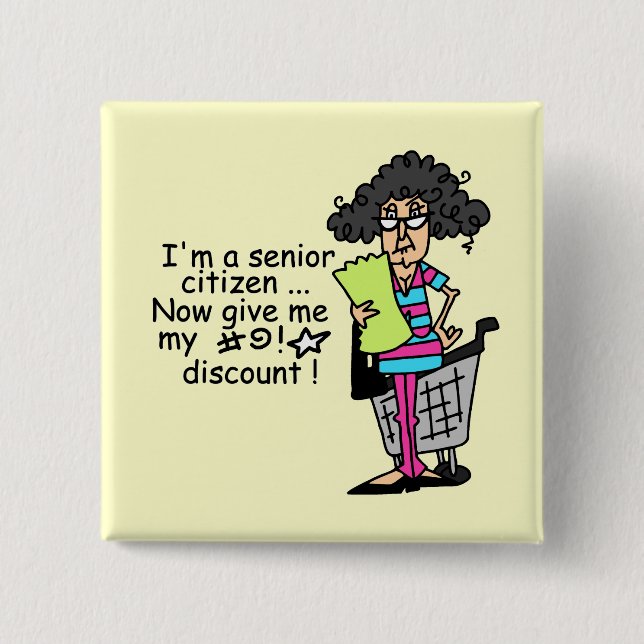 Senior Citizen Discount 15 Cm Square Badge (Front)