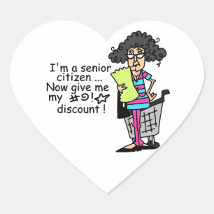 Senior Citizen Discount Heart Sticker