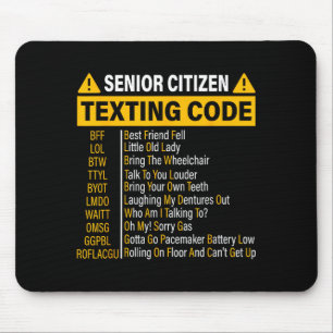 Senior Citizen Texting Code Cool Funny Old People Mouse Mat