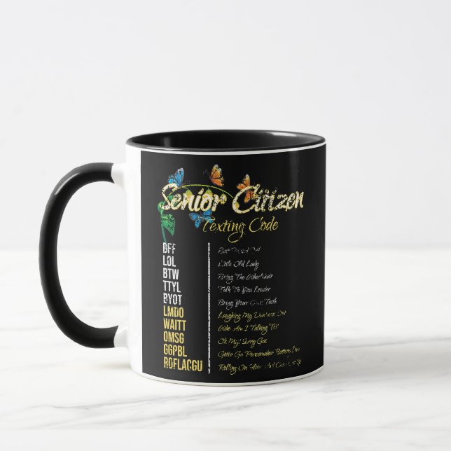 Senior Citizen Texting Code Funny Grandpa Mug (Left)