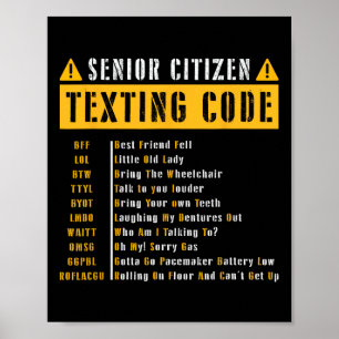 Senior Citizen's Texting Code Vintage Gift For Gra Poster
