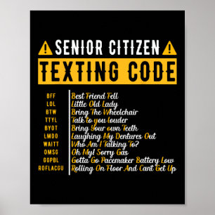 Senior Citizen's Texting Code Vintage Grandpa Gift Poster