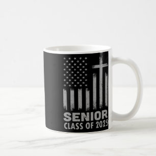Senior Cl Of 2025 Usa Flag Cross Christian Graduat Coffee Mug