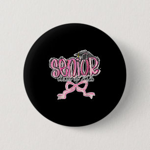 Senior Cl Of 2026 Coquette Pink Bow Graduation 202 6 Cm Round Badge