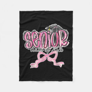 Senior Cl Of 2026 Coquette Pink Bow Graduation 202 Fleece Blanket