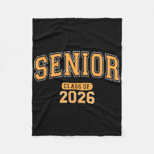 Senior Cl Of 2026 Graduation Arched Orange Letters Fleece Blanket