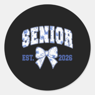 Senior Cl Of 2026 Graduation Girly Floral Coquette Classic Round Sticker
