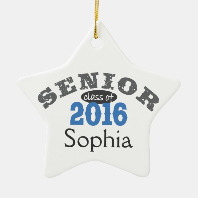 Senior Class of 2016 Blue Ceramic Tree Decoration (Front)
