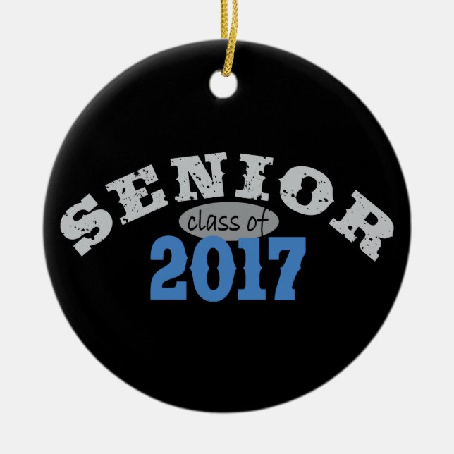 Senior Class of 2017 Blue Ceramic Tree Decoration (Front)