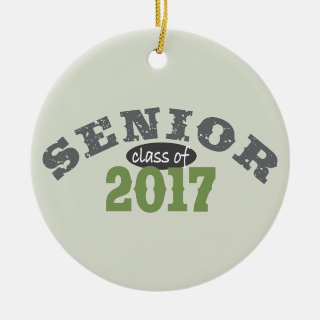 Senior Class of 2017 Green Ceramic Tree Decoration (Front)