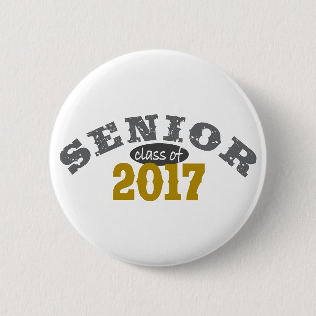 Senior Class of 2017 Yellow Gold 6 Cm Round Badge (Front)