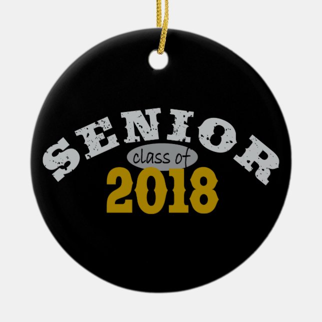 Senior Class of 2018 Yellow Gold Ceramic Tree Decoration (Front)