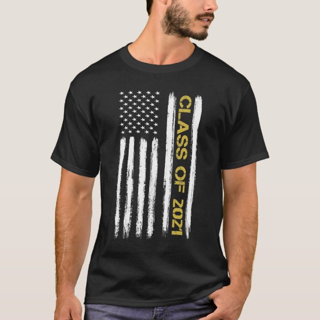 Senior Class Of 2021 Patriotic American Flag T-Shirt (Front)