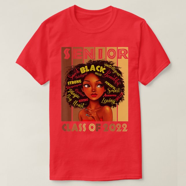 Senior Class Of 2022 Black Girl Magic Melanin Grad T-Shirt (Design Front)