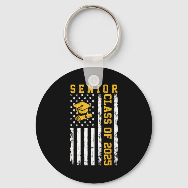 Senior class of 2025 american flag high school key ring (Front)