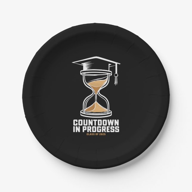 Senior Class Of 2025 Countdown to Graduation Gift Paper Plate (Front)