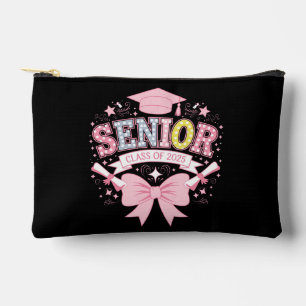 Senior Class Of 2025 Graduation Pink Coquette Bow Accessory Pouch