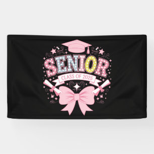 Senior Class Of 2025 Graduation Pink Coquette Bow Banner