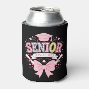 Senior Class Of 2025 Graduation Pink Coquette Bow Can Cooler