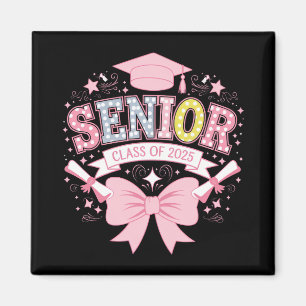 Senior Class Of 2025 Graduation Pink Coquette Bow Magnet
