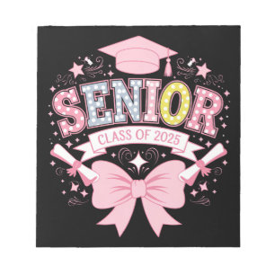 Senior Class Of 2025 Graduation Pink Coquette Bow Notepad
